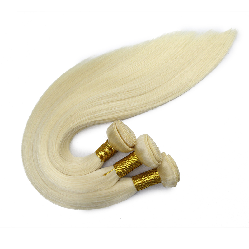 High Quality Thin Straight 60# Blonde Remy Double Wefted Machine Human Hair Weft Extensions